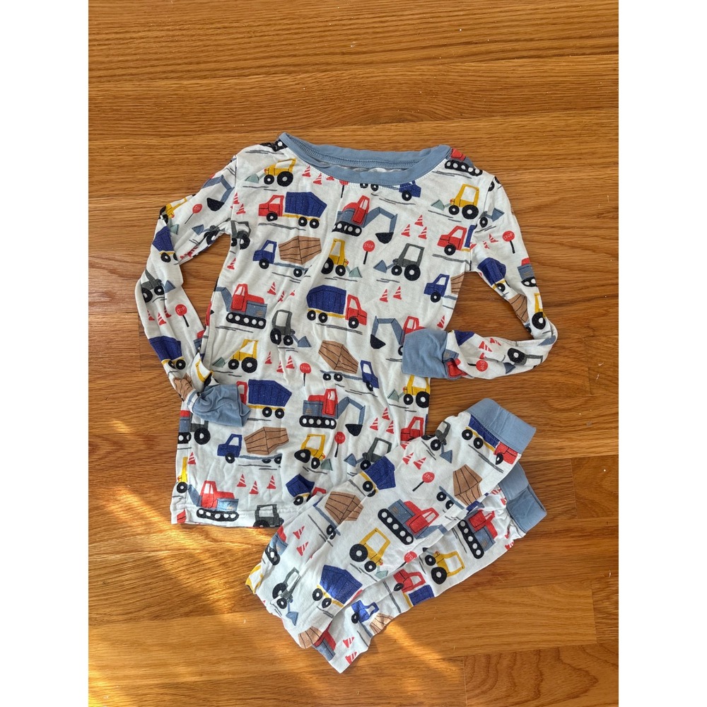 Little Sleepies Construction Trucks Bamboo Viscose Pajama Set 3T Blue White Red